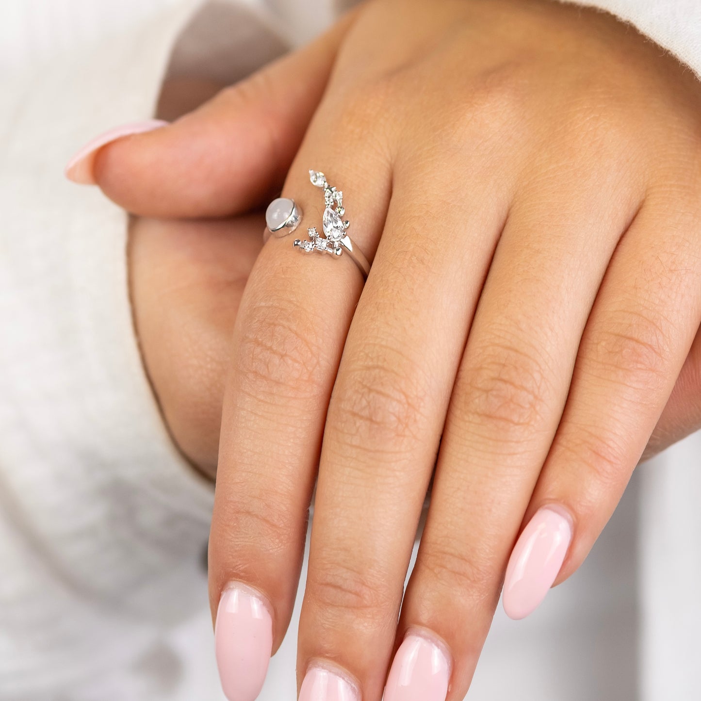 Ring 925er Silber Mondstein mit Zirkonia