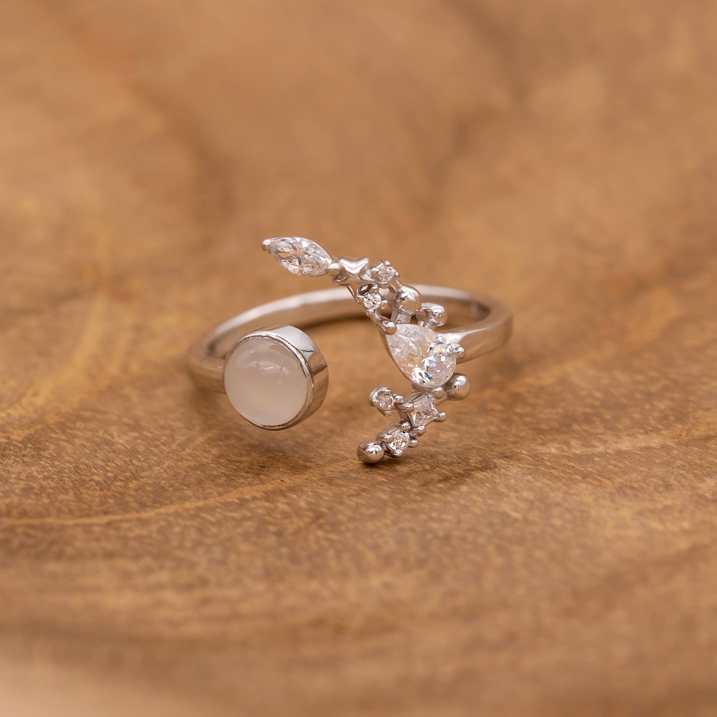 Ring 925er Silber Mondstein mit Zirkonia