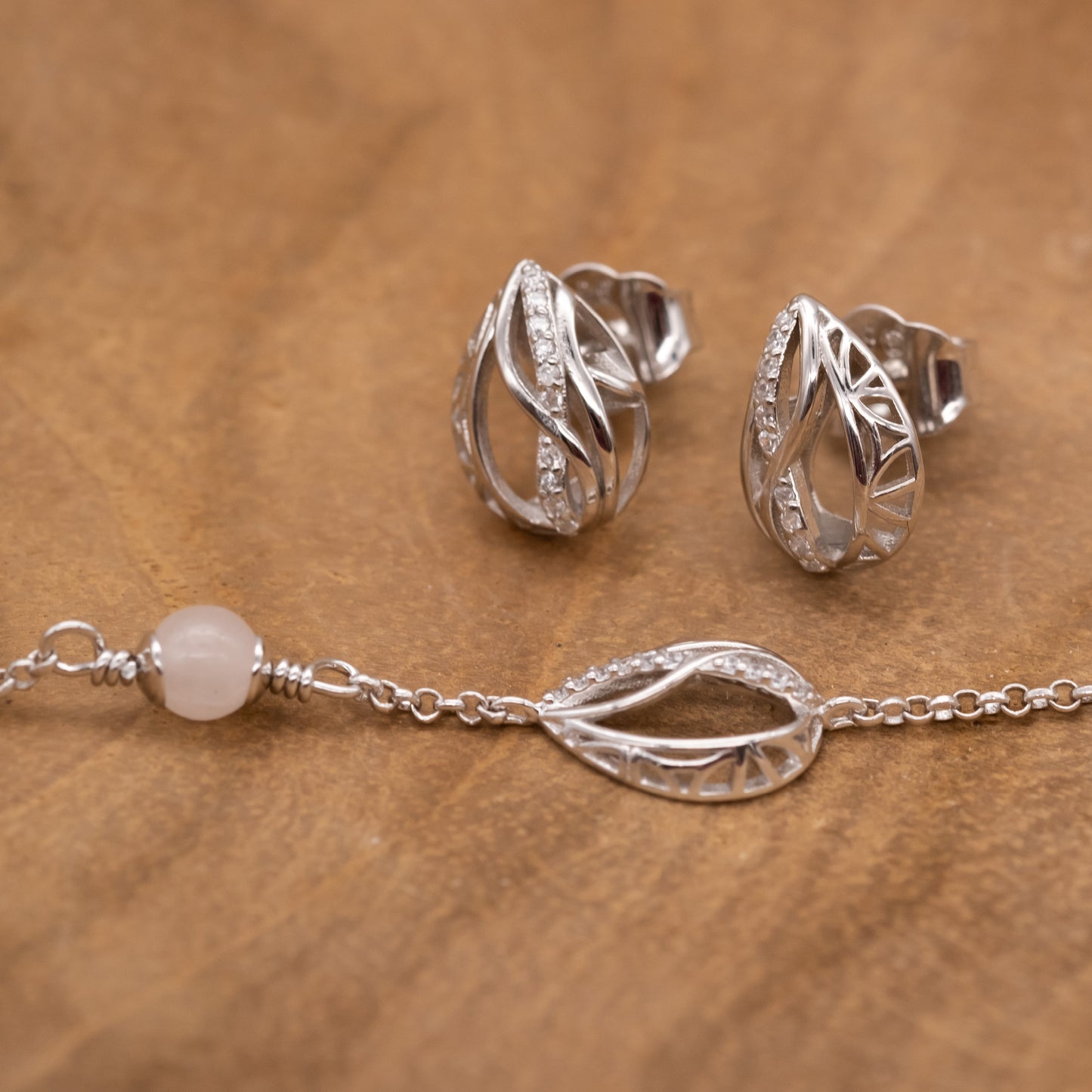 Ohrstecker 925er Silber Himmelsträne Lebensblume mit Zirkonia