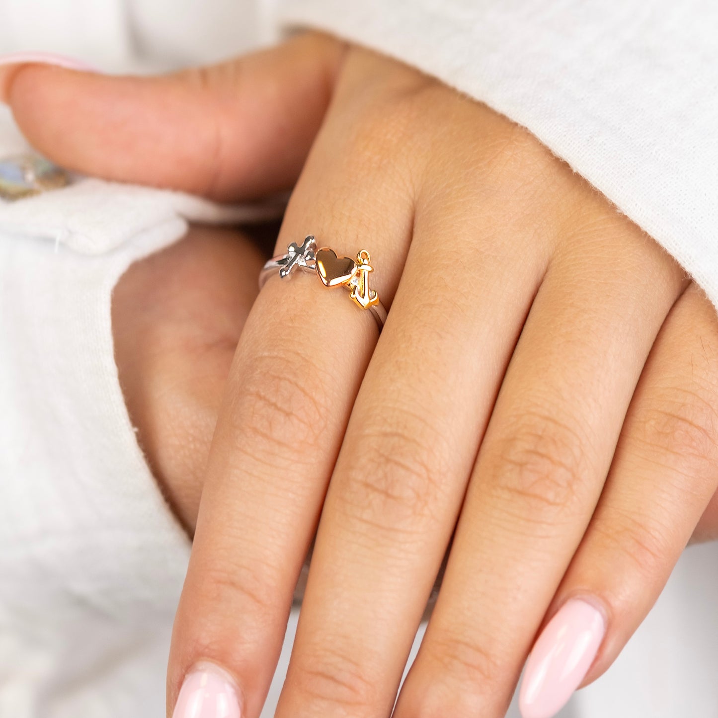 Ring 925er Silber Glaube Liebe Hoffnung Tricolor