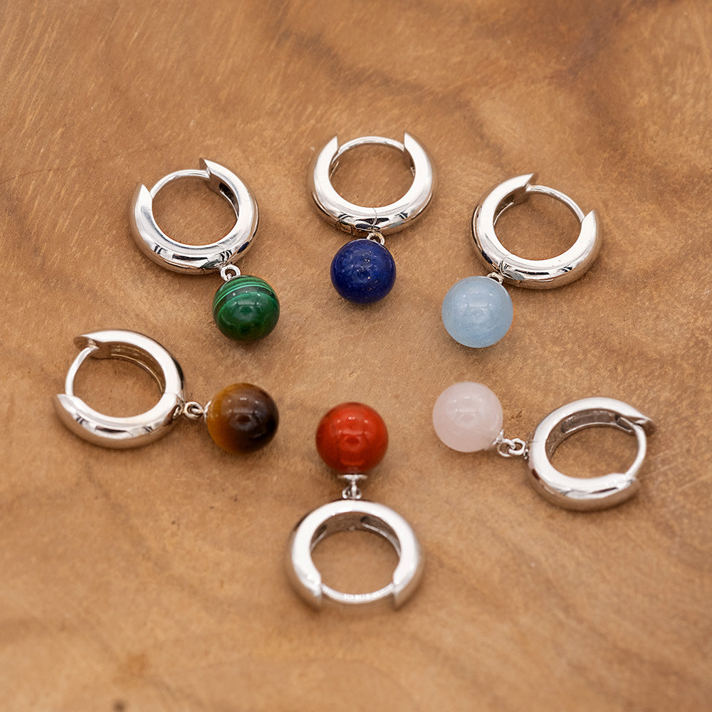 Creole 925er Silber mit Kraftstein Malachit