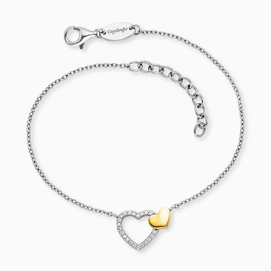 Armband 925er Silber Herzen Bicolor mit Zirkonia