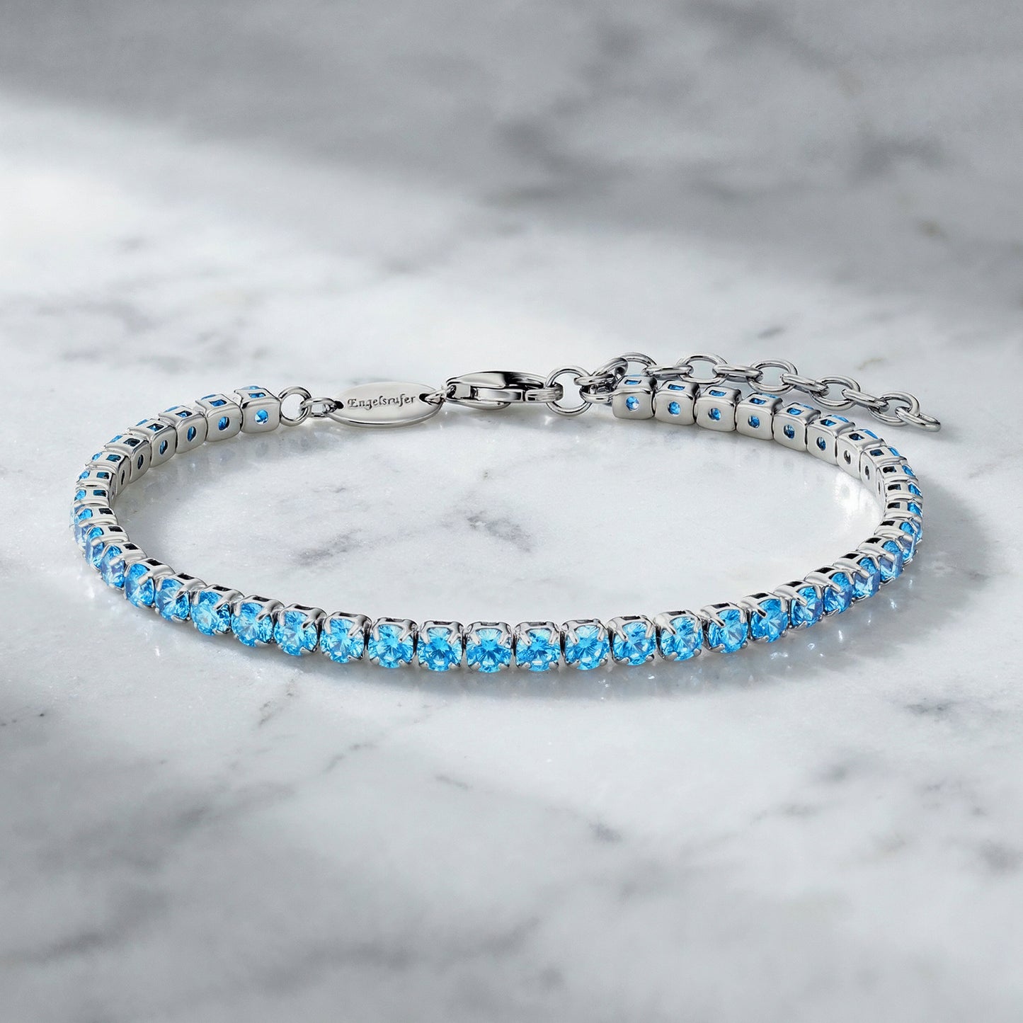 Armband 925er Silber Shiny Tennis mit Zirkonia blau