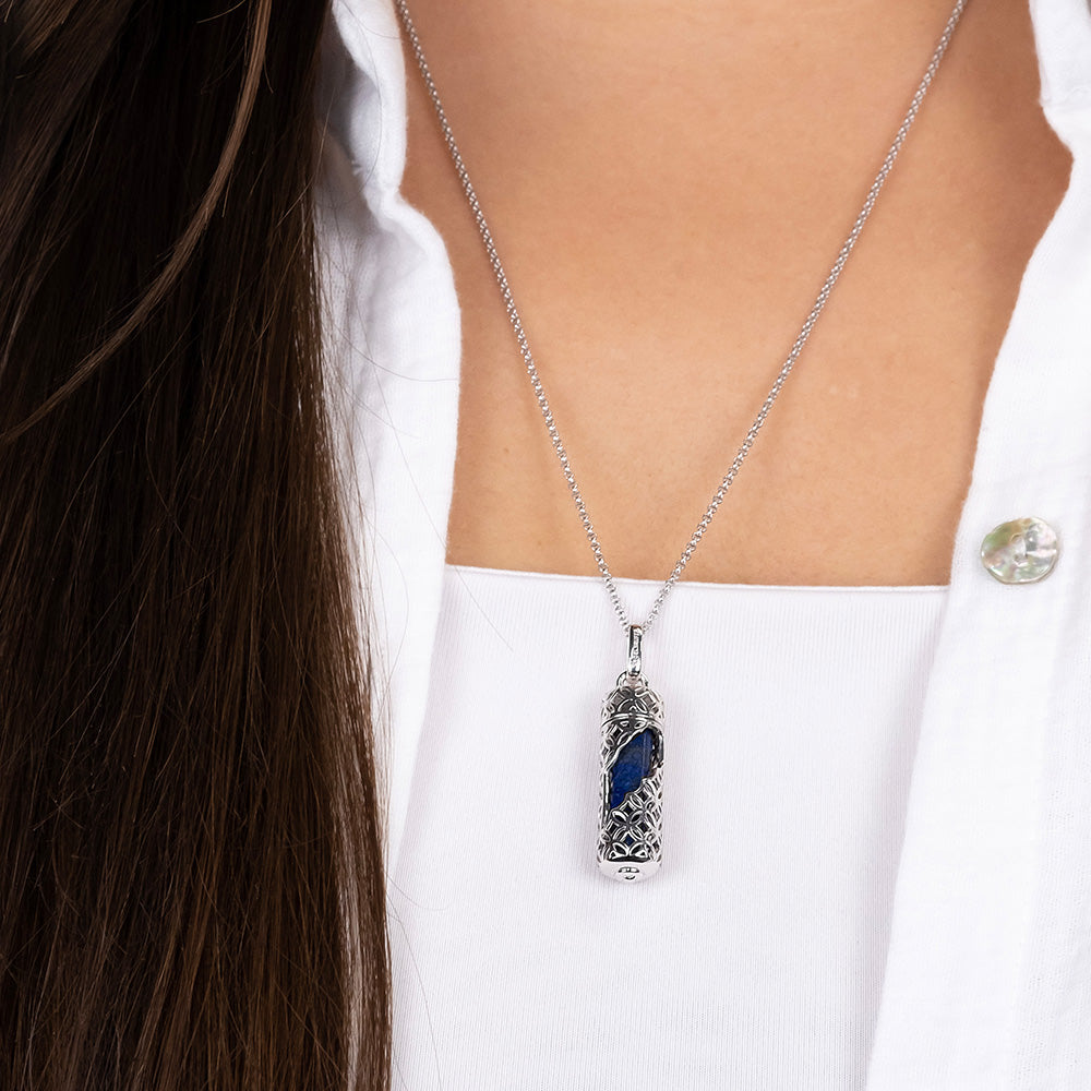 Halskette 925er Silber Powerful Stone mit Kraftstein Lapislazuli Größe M