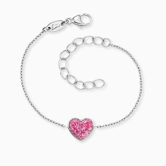 Kinder Armband 925er Silber Glitzerherz mit Emaille