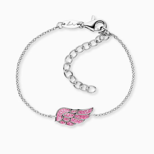 Kinder Armband 925er Silber Glitzerflügel mit Emaille