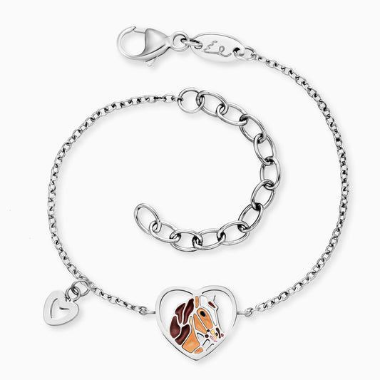 Kinder Armband Edelstahl Pferd mit Emaille