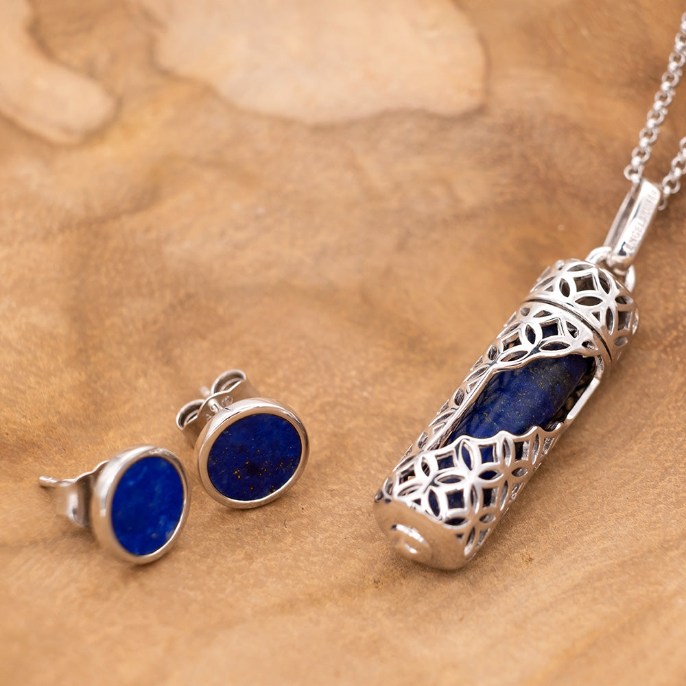 Halskette 925er Silber Powerful Stone mit Kraftstein Lapislazuli Größe M