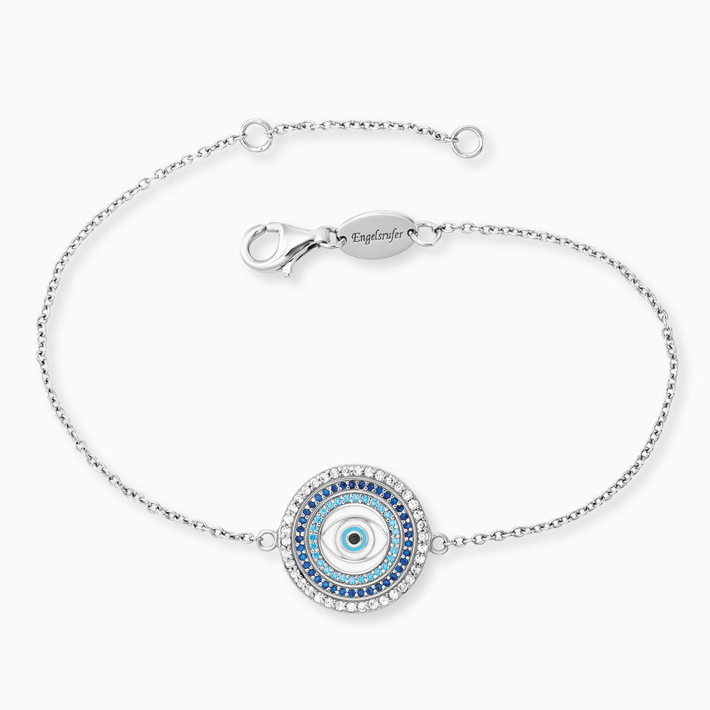 Armband 925er Silber Nazar Auge mit Emaille und Zirkonia Multicolor