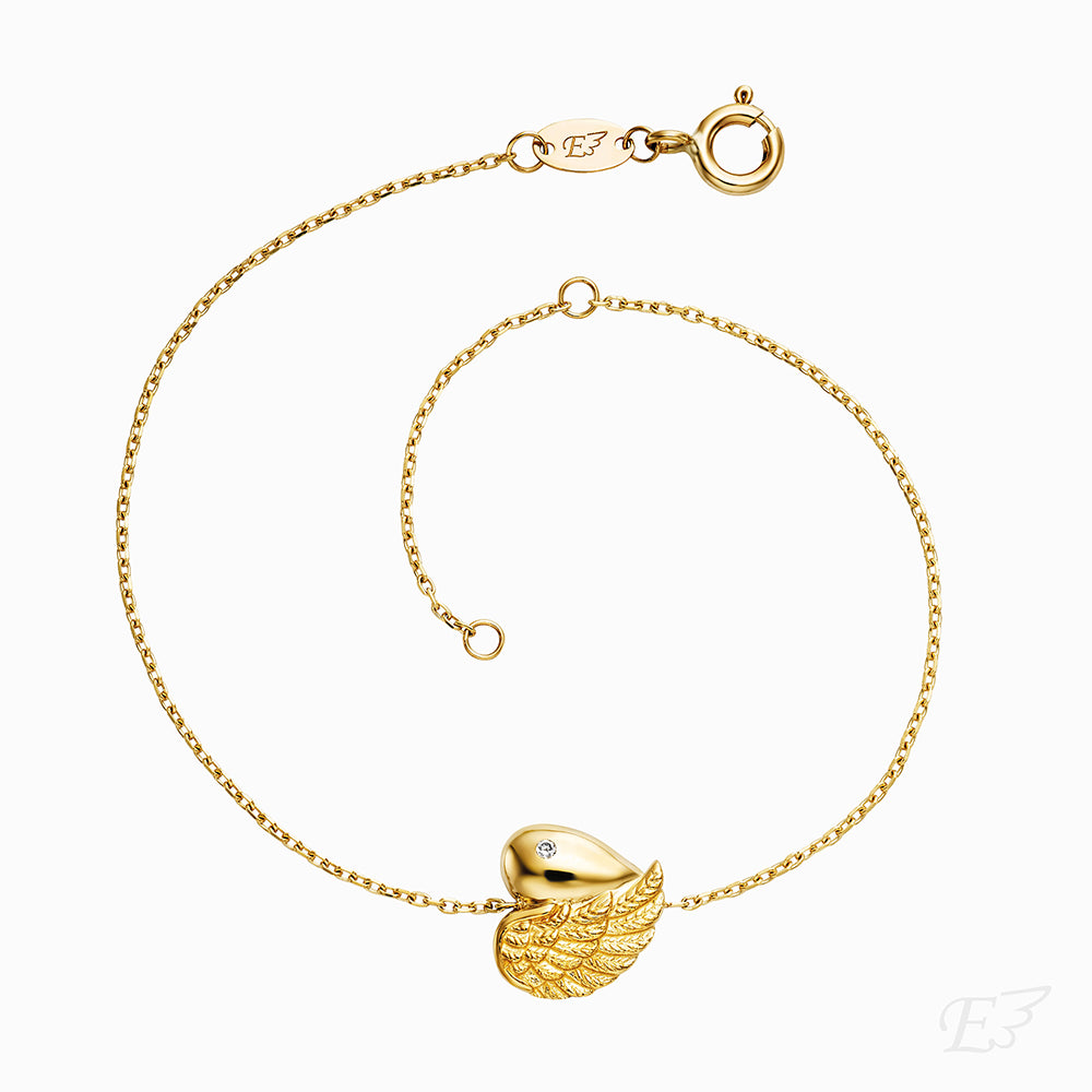 Armband 375er Echtgold Herzflügel mit Diamant