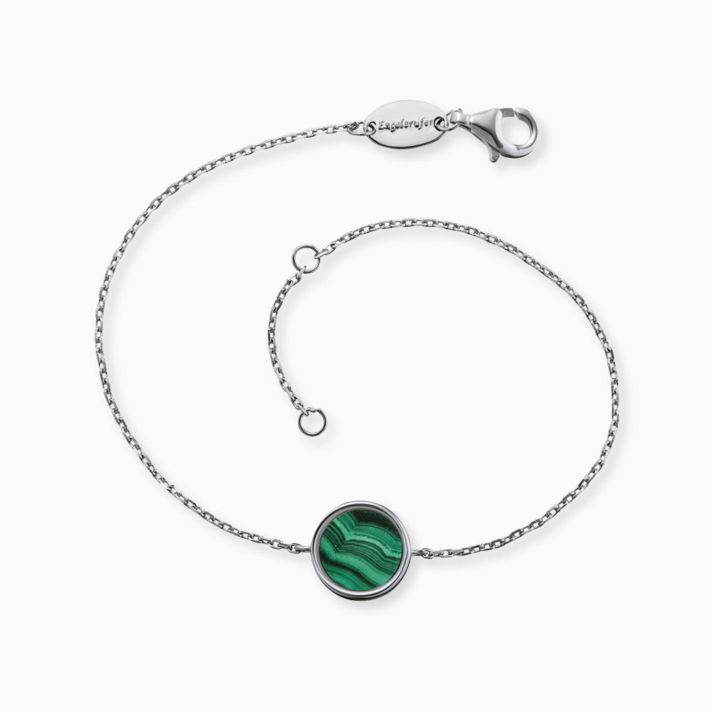 Armband 925er Silber mit Kraftstein Malachit