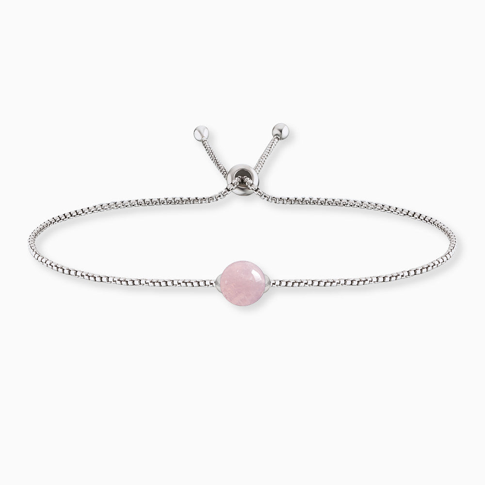 Armband 925er Silber mit Kraftstein Rosenquarz