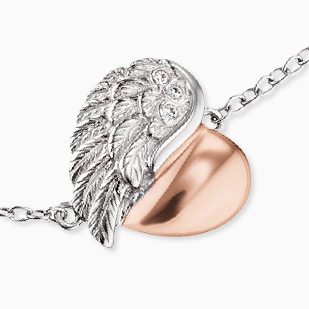 Armband 925er Silber Herzflügel Bicolor mit Zirkonia