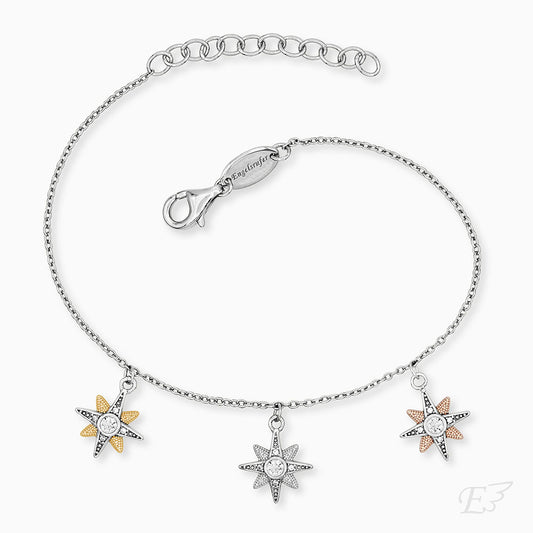 Armband 925er Silber Stern Tricolor mit Zirkonia