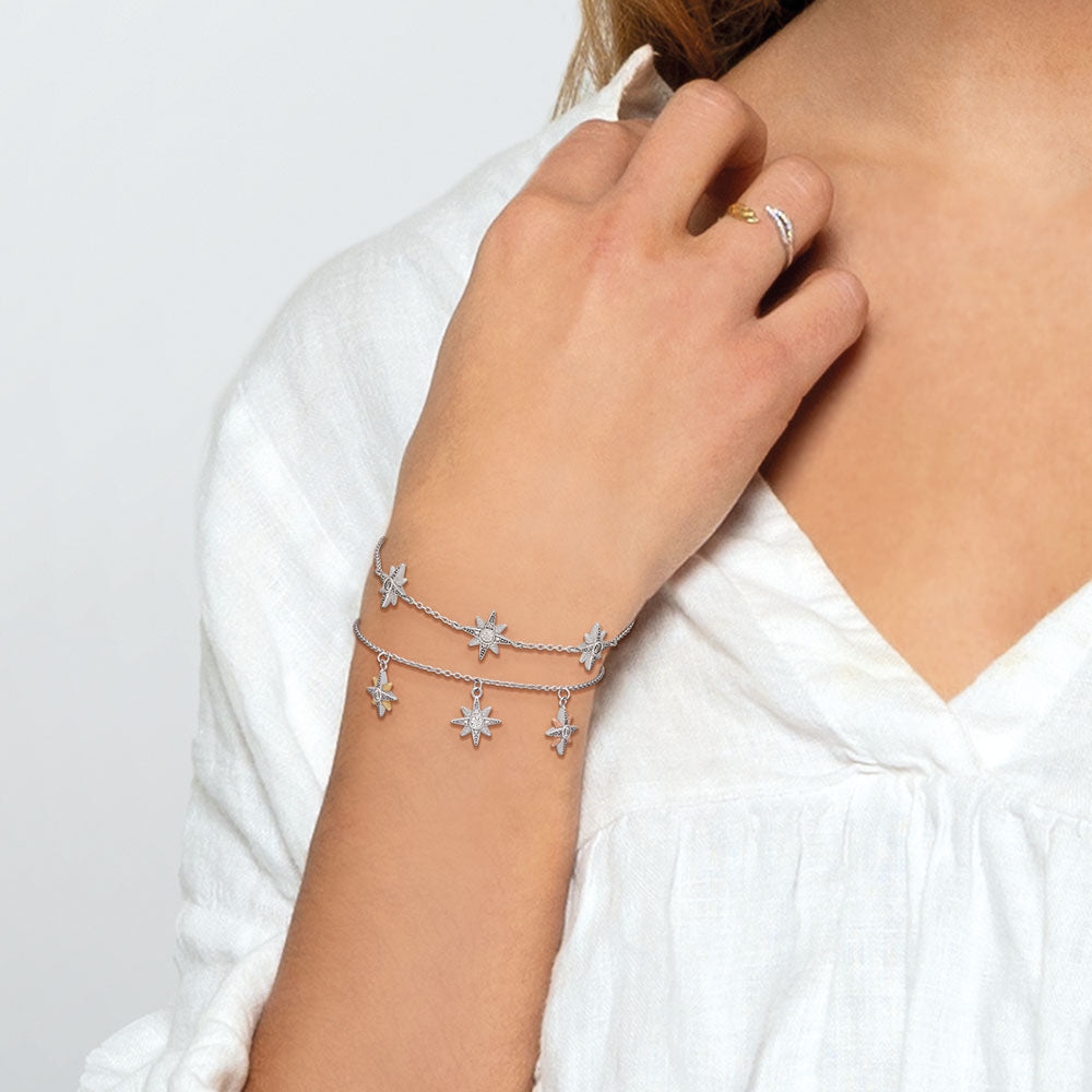 Armband 925er Silber Stern Tricolor mit Zirkonia