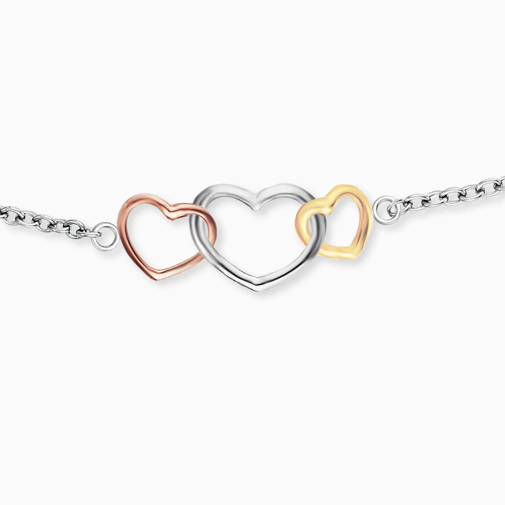 Armband 925er Silber Herz Tricolor