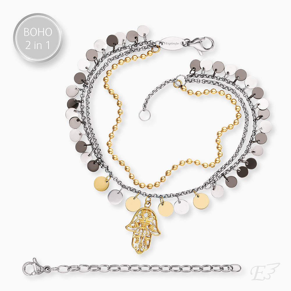 Engelsrufer Duo 2 in 1: Armband Fußkettchen BOHO Hand Fatimas Bicolor
