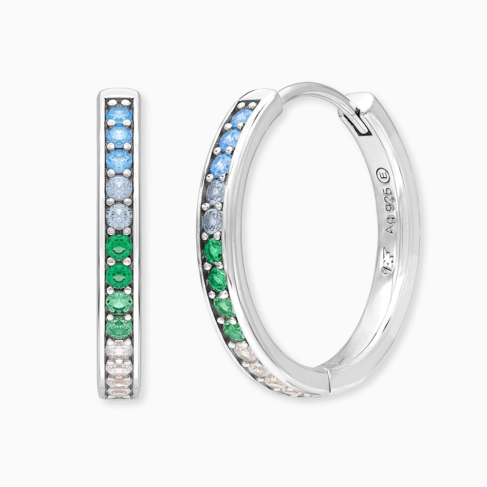 Creole 925er Silber Regenbogen mit Zirkonia Multicolor