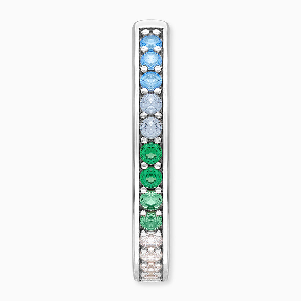 Creole 925er Silber Regenbogen mit Zirkonia Multicolor