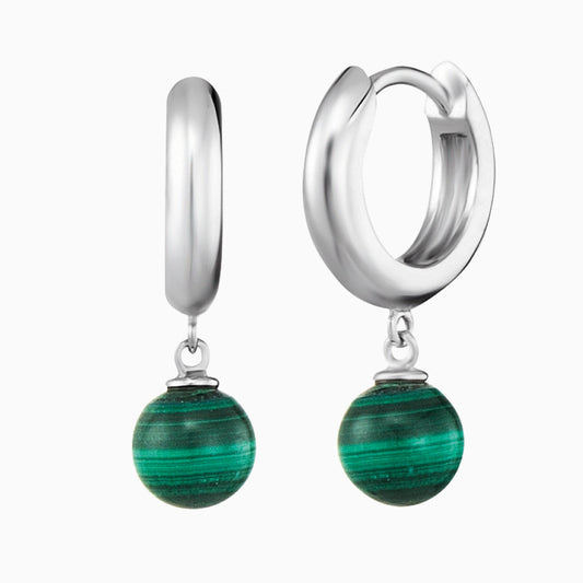 Creole 925er Silber mit Kraftstein Malachit