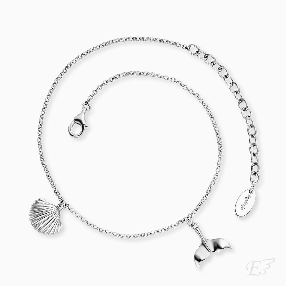 Fusskette 925er Silber Delfin und Muschel