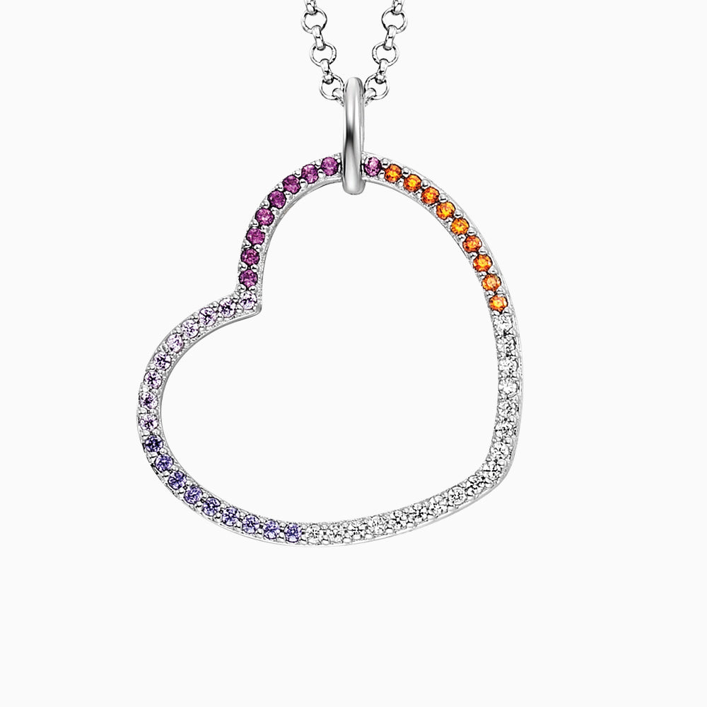 Halskette 925er Silber Herz mit Zirkonia Multicolor
