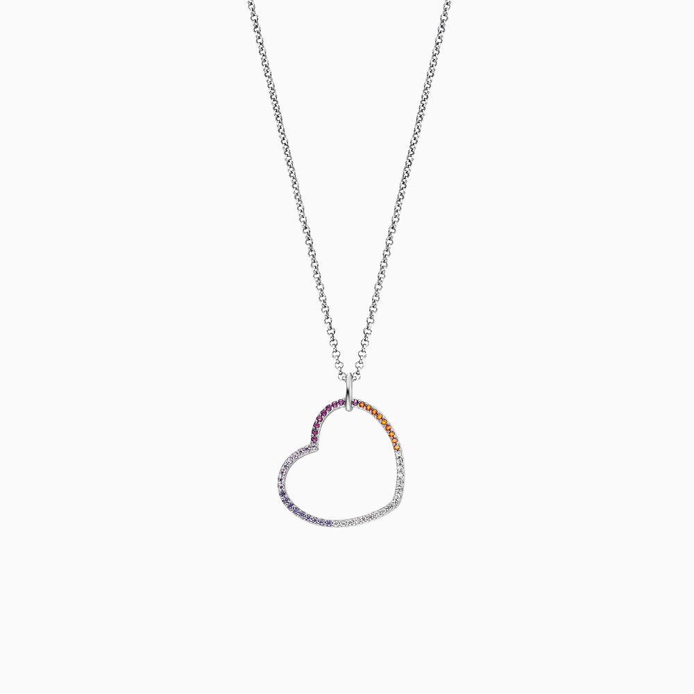 Halskette 925er Silber Herz mit Zirkonia Multicolor