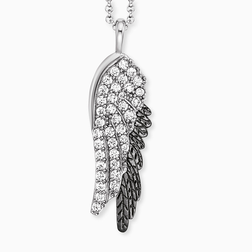Halskette 925er Silber Flügel mit Zirkonia Multicolor