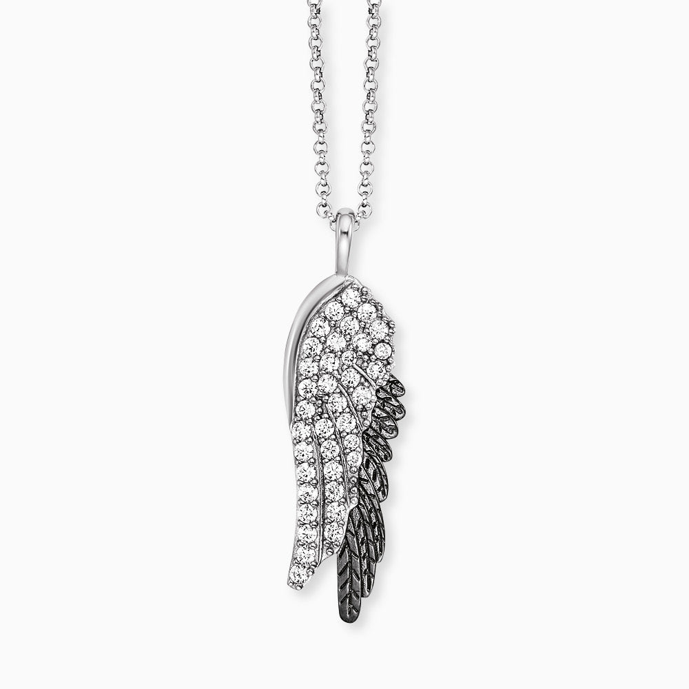 Halskette 925er Silber Flügel mit Zirkonia Multicolor