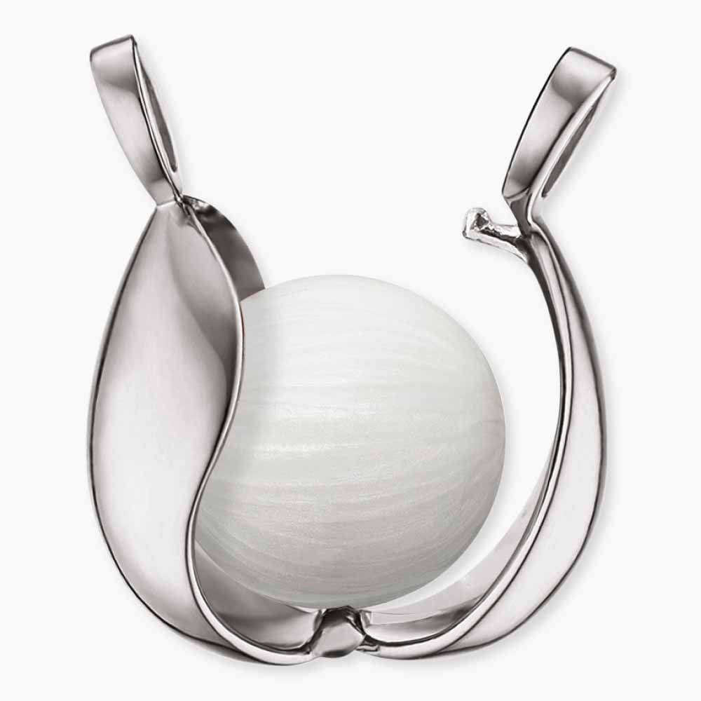 Anhänger 925er Silber Himmelsträne Klangkugel Weiß mit Zirkonia