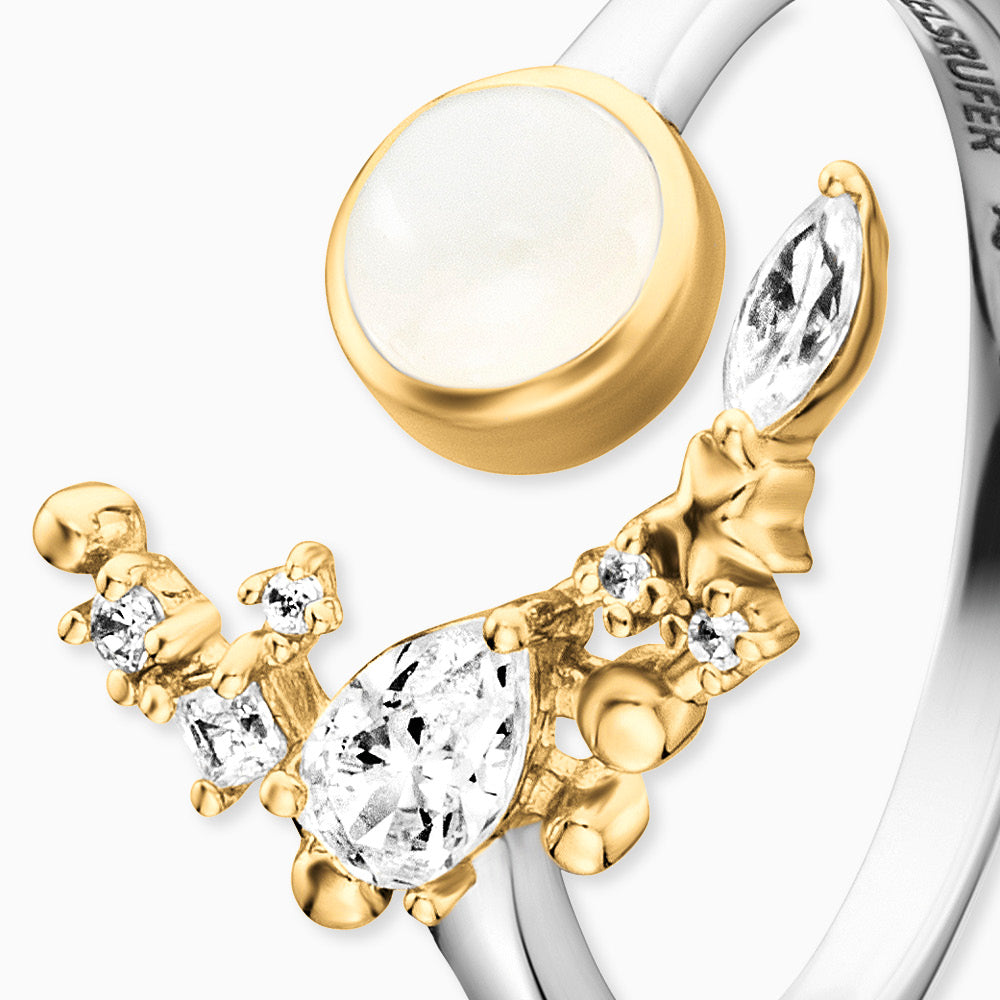 Ring 925er Silber Mondstein Bicolor mit Zirkonia