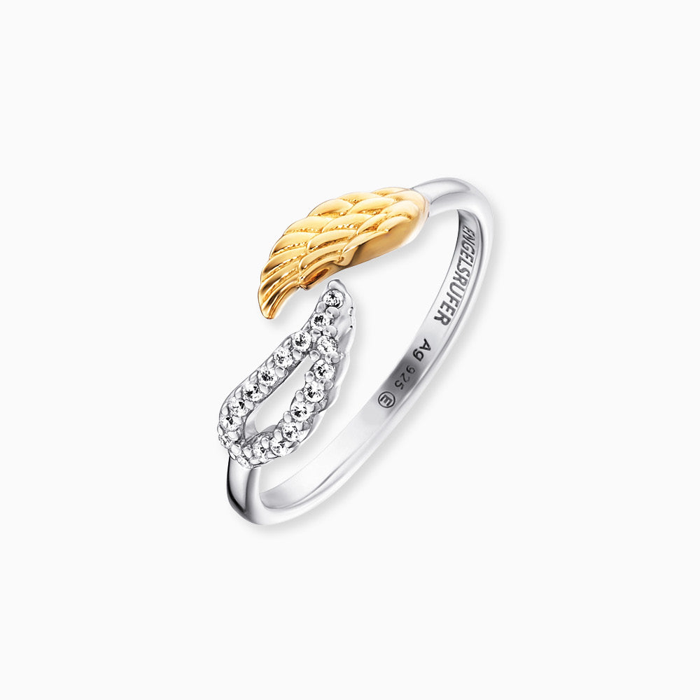 Ring 925er Silber Flügel Bicolor mit Zirkonia