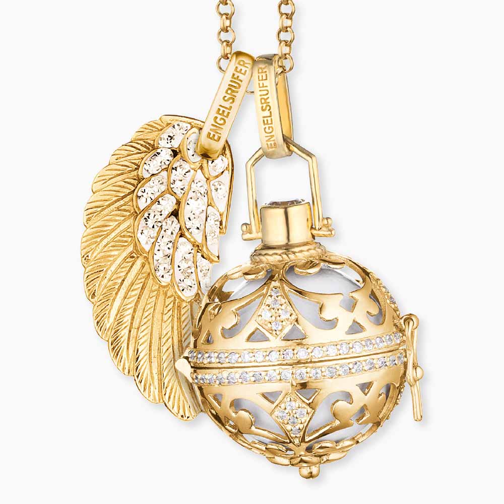 Anhänger 925er Silber Flügel Gold mit Kristallen