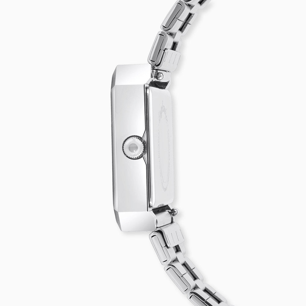 Uhr Edelstahl Lebensblume Schwarz mit Edelstahl Armband