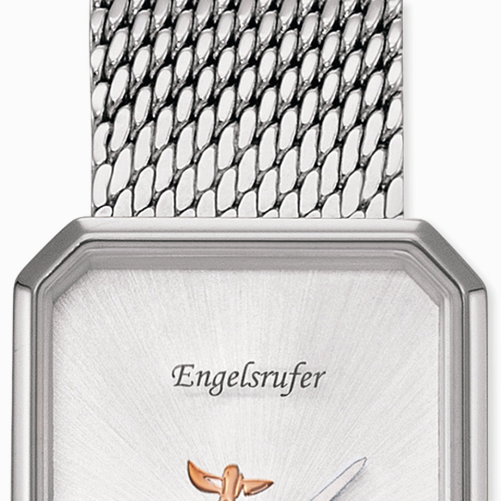 Uhr Edelstahl Lebensbaum mit Mesh-Band Silber