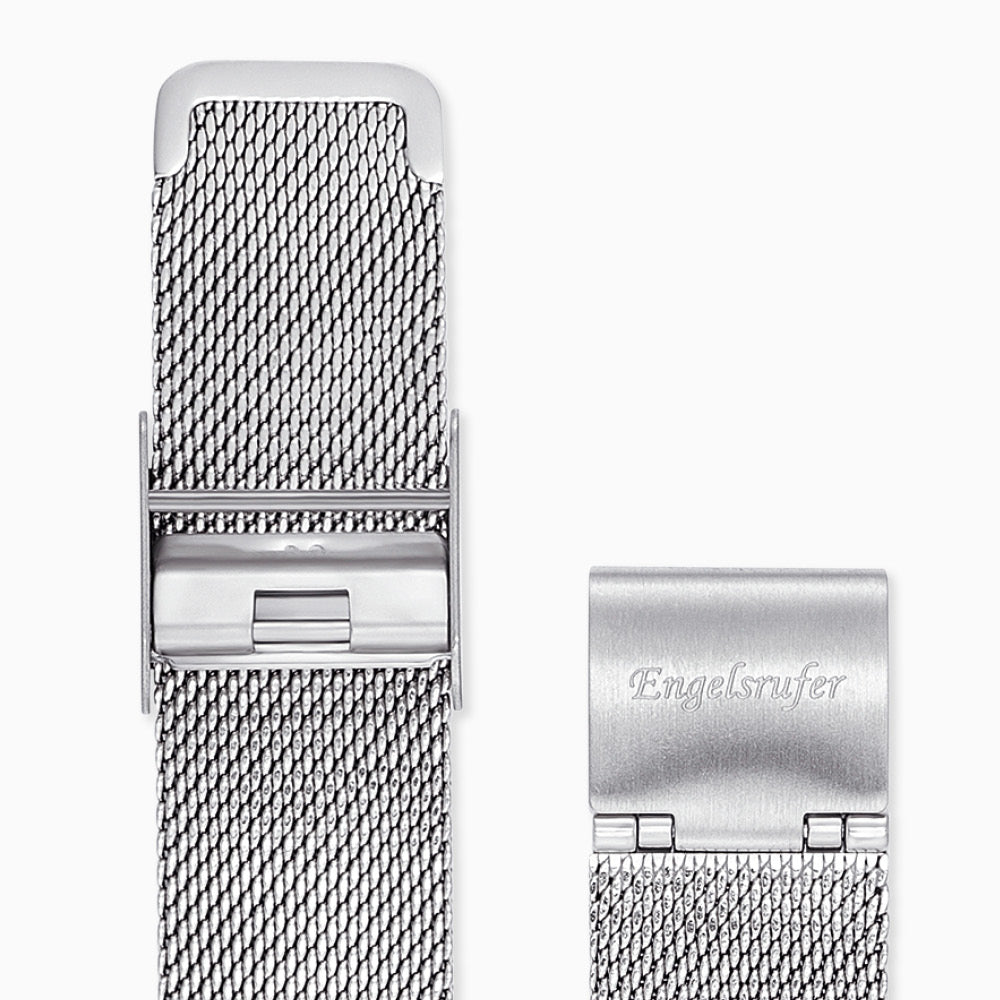 Set Uhr Edelstahl Paradise mit Zirkonia Nubuk Lederband Koralle & Edelstahl Mesh-Band