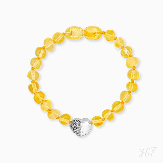 Kinder Armband Herzflügel mit Bernstein