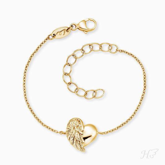 Kinder Armband 925er Silber mit Herzflügel Gold