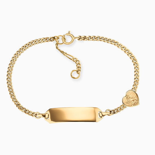Kinder Armband 375er Gold ID Schutzengel Herz