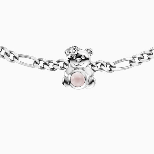 Kinder Armband 925er Silber Teddy mit Rosenquarz