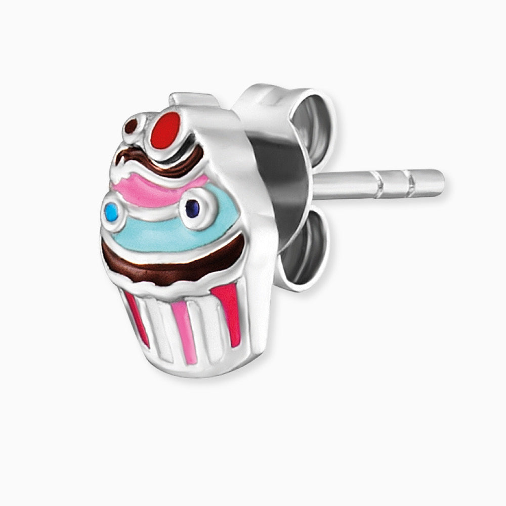 Kinder Ohrringe 925er Silber Muffin mit Emaille