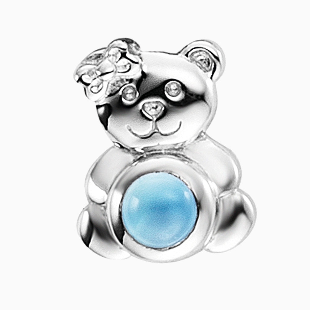 Kinder Ohrstecker 925er Silber Teddy mit Blauen Achat