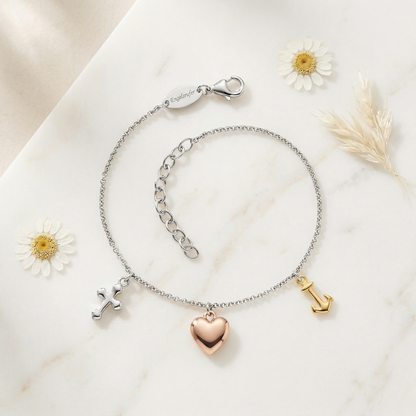 Armband 925er Silber Glaube Liebe Hoffnung Tricolor