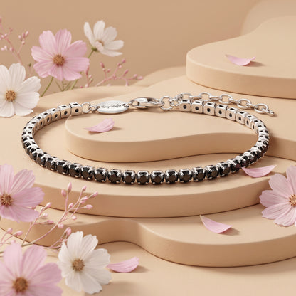 Armband 925er Silber Shiny Tennis mit Zirkonia schwarz