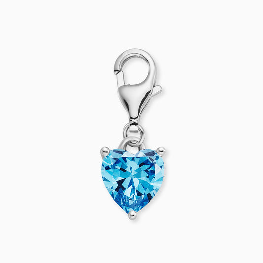 Charm 925er Silber Herz Shiny mit Zirkonia blau