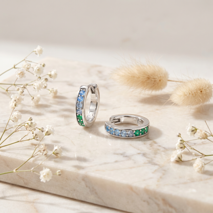 Creole 925er Silber Regenbogen mit Zirkonia Multicolor