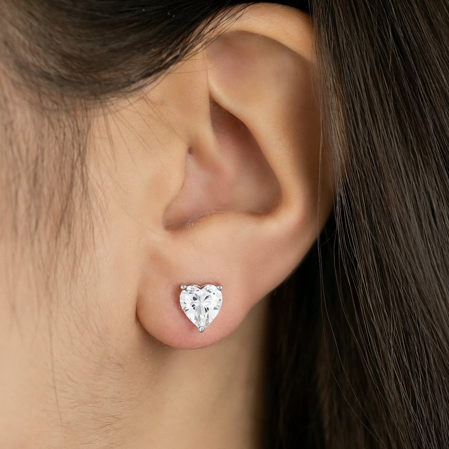 Ohrstecker 925er Silber Herz Shiny mit Zirkonia