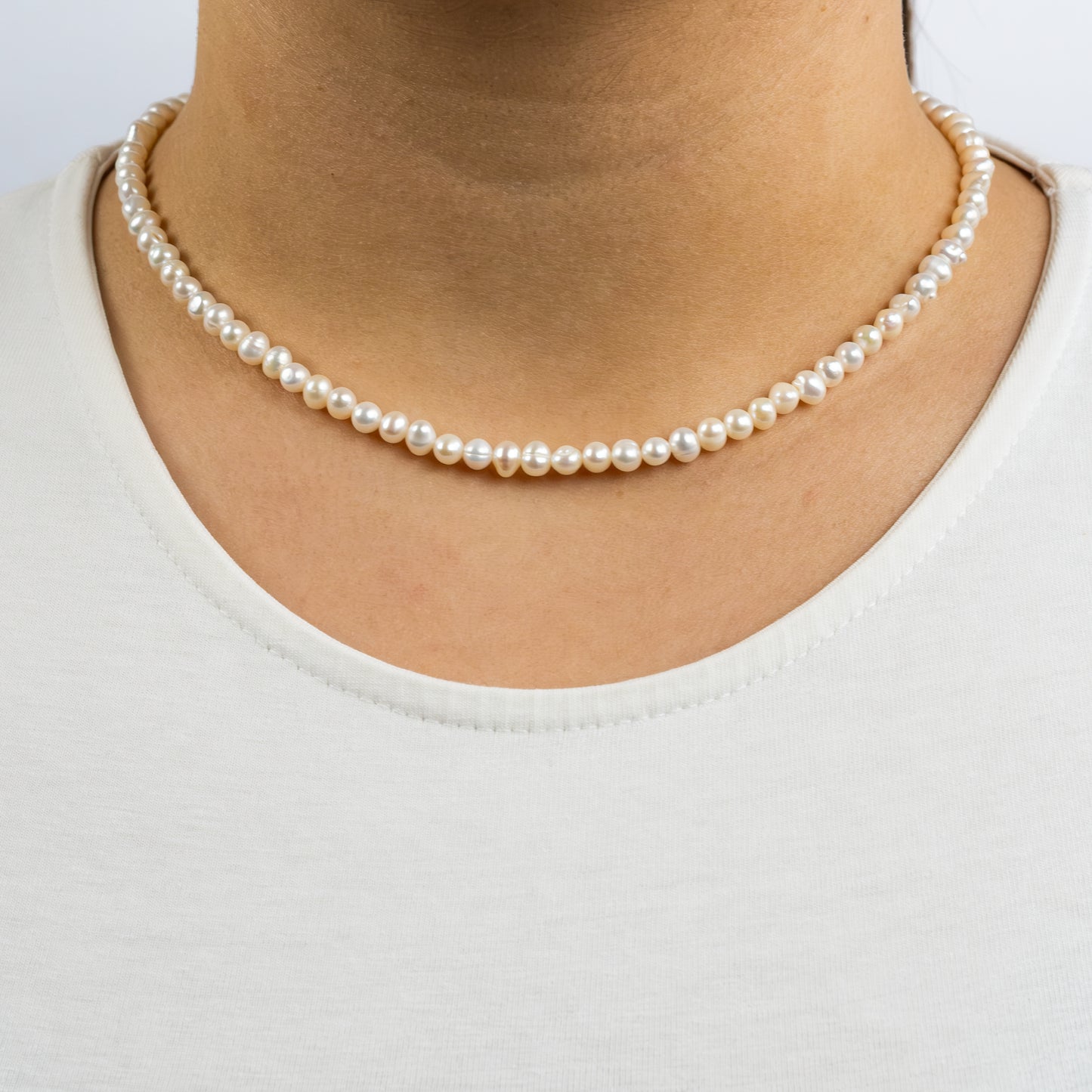 Halskette 925er Silber mit Süßwasserperlen 40 cm