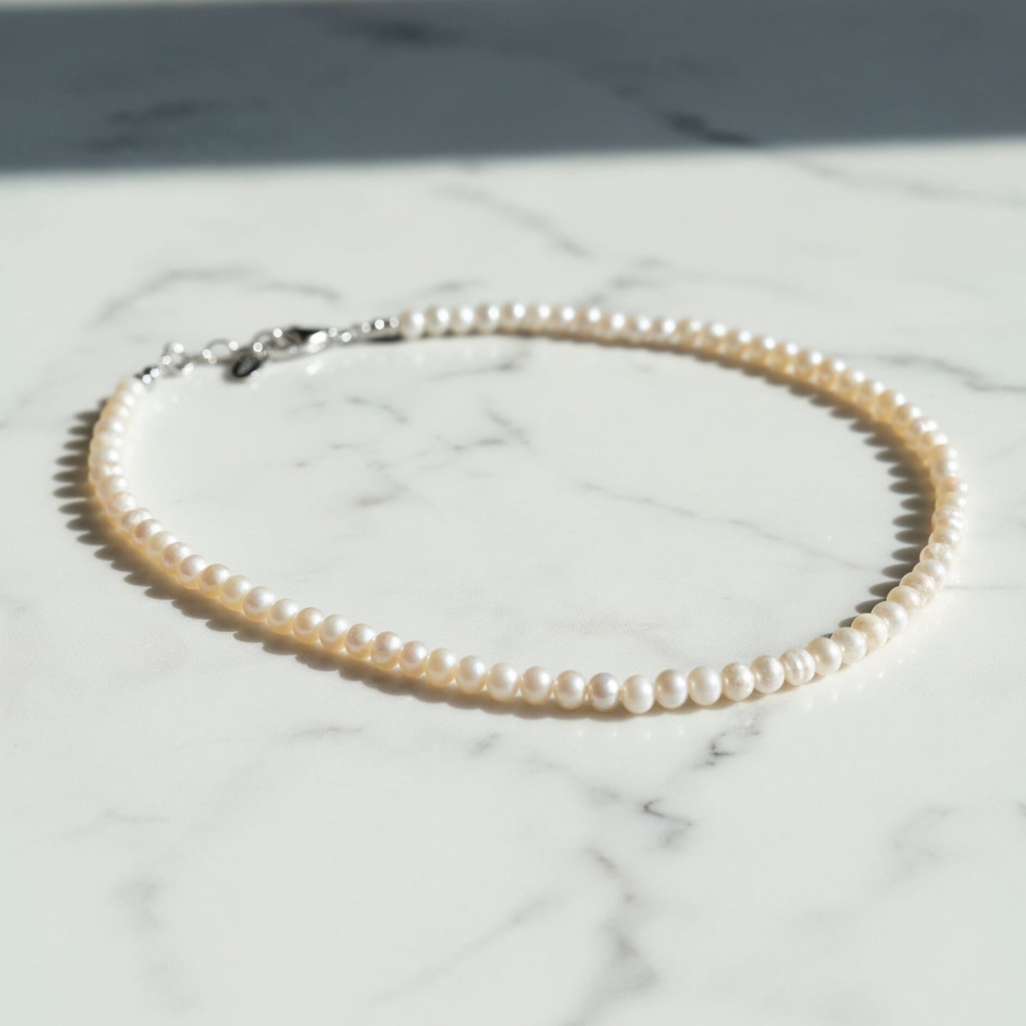 Halskette 925er Silber mit Süßwasserperlen 40 cm