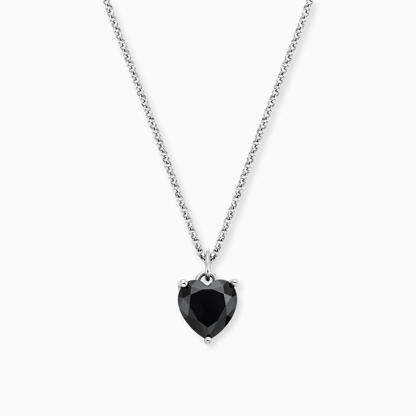 Halskette 925er Silber Herz Shiny mit Zirkonia schwarz